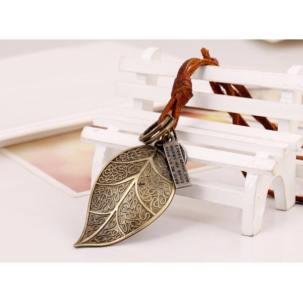 Big leaf head layer cowhide necklace restoring ancient ways Leather necklace
