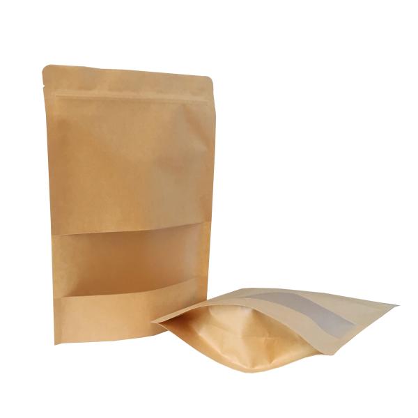 Customized printed aluminum foil zip lock kraft paper nuts packaging bags with window