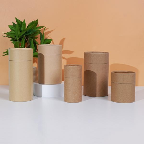 Bio-degradable Custom Food Grade Cylinder Kraft Cardboard Paper Tube for Gift Coffee Tea Matcha Poweder Packaging
