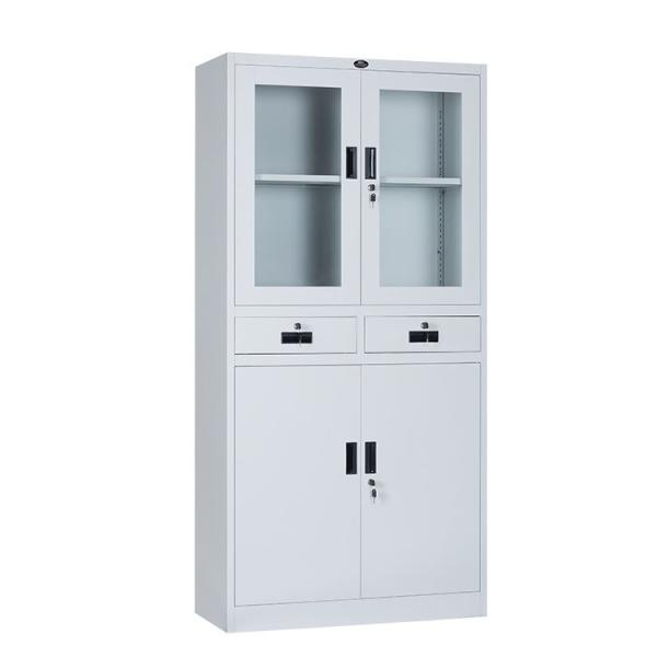RAL Color 0.6mm Cold Rolled Steel Glass Door Filing Cabinet