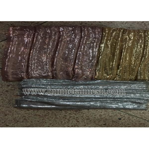 Oxidization Metallic Cloth / Metal Mesh Drapery Aluminium Chain Fly Screen
