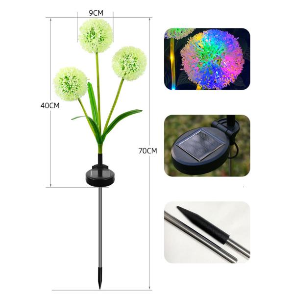 Ground Plug Triple Dandelion Solar Lawn Light for Outdoor Garden Landscape Ambient Patio