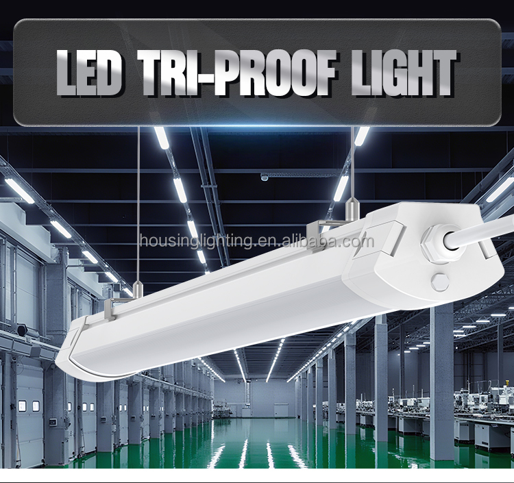 IP65 Waterproof Triproof LED Batten Light with 50000 Hours Lifespan and Dimmable Function for Commercial Use