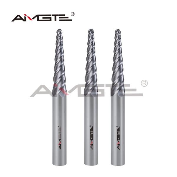 0.6μm 4 Flutes End Mill Taper Ball Nose Milling Cutter Customized For Non-Ferrous Metals