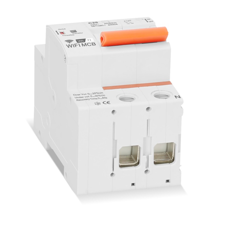 Tuya App Control Smart WiFi MCB 2-Pole 63A Copper Circuit Breaker for Industrial & Electronic Equipment and Household Use
