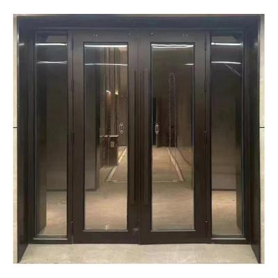 Modern Design Casement Entry Exterior Door With Stainless Steel Frame And Tempered Glass