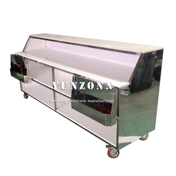 Half Moon Shape Wedding Party Stainless Steel Mirror Glass Bar Counter for Nightclub