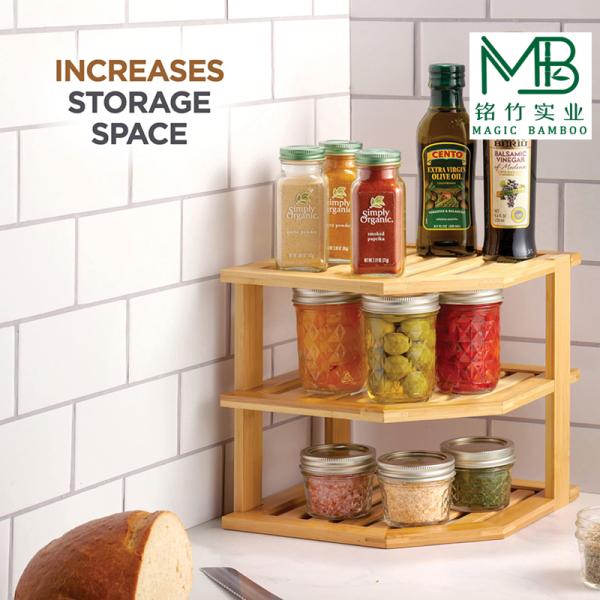 Wholesale Small 3-Tier Bamboo Dish Organizer Rack For Kitchen Cabinets