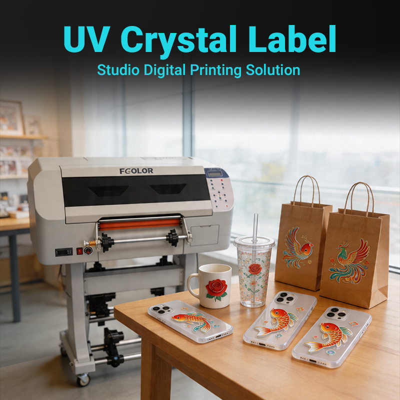 ZYJJ UV300-PRO 30cm UV DTF Crystal Label Printer — DX7 Printhead, Auto Peeling & Laminating, Roll-to-Roll