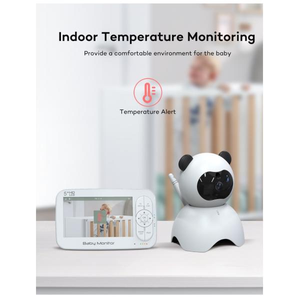 5 Inch Digital Baby Monitor with Night Vision and 360° Pan-Tilt