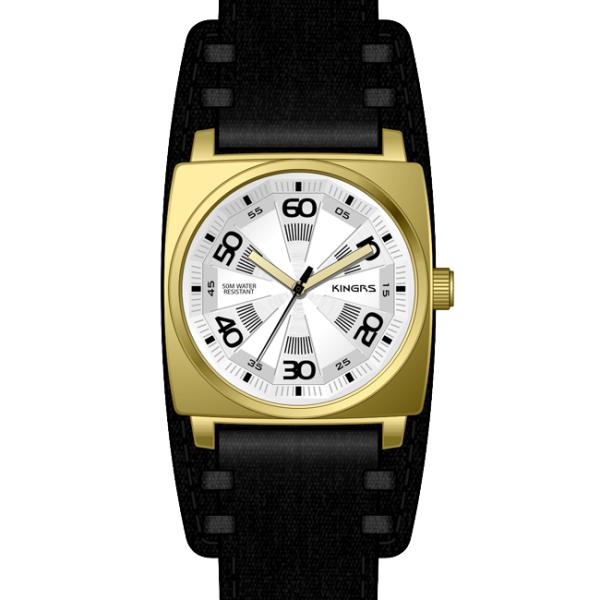 Men's Square Quartz Wrist Watch With Leather Strap , High End Quartz Watches