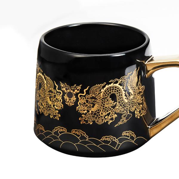 Food Safe Color Changing Ceramic Coffee Mug With Golden Handle Customisable Capacity