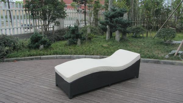 Army Green Rattan Sun Lounger With White Cushion And Aluminum Frame