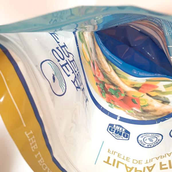 Белизна PE ЛЮБИМЦА стоит вверх мешок со свежими продуктами моря окна