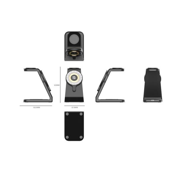 SC022 Carregador de telefone sem fio magnético multifuncional Stand Airpods de telefone e carregador de relógio