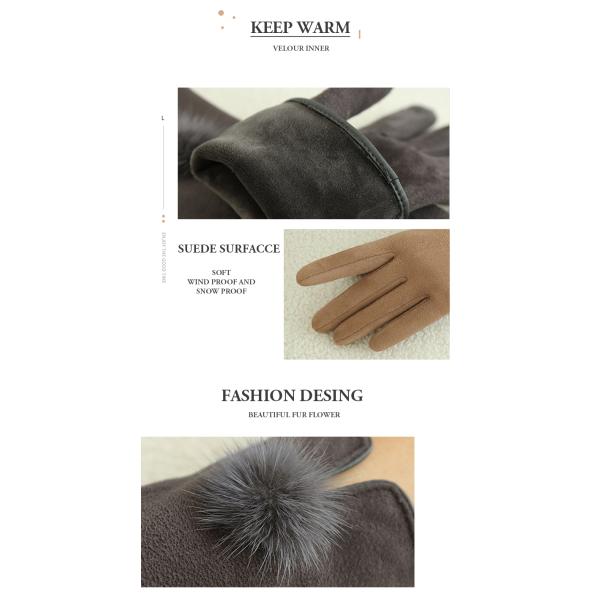 Black Women Winter Warm Woolen Hand Gloves Touch Screen Sensitive Mittens