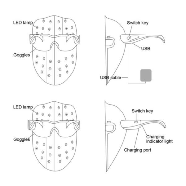 Маска фотона терапией СИД подмолаживания кожи, лицевой щиток гермошлема инфракрасного света 3 цветов
