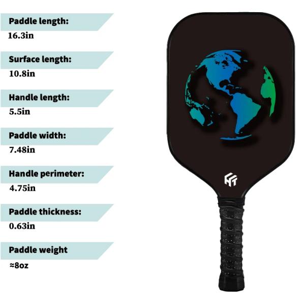Customized LOGO Patterns 16mm Thick PP Honeycomb Core 3K Carbon Fiber Pickleball Rackets