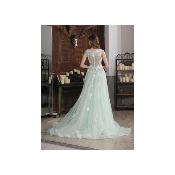 Front And Back V Neck Saudi Arabic Evening Dresses Floral High End Custom Bridesmaid Dress