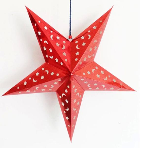 LED FIVE star paper lanterns for Party Decorate