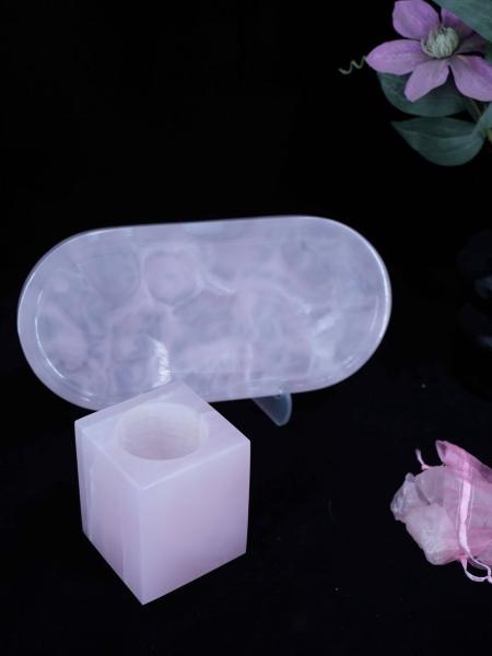 Jade Pink Marble Serving Tray Polished Long Lasting Marble Jewelry Plate