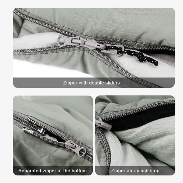 3 Season Single Semi Rectangular Camping Sleeping Bags Packable Gray Camping Bag With Hood