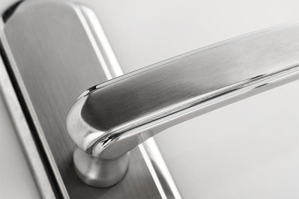 Set de fechadura de porta de aço inoxidável de cetim com alça de alavanca de 116 × 55 mm