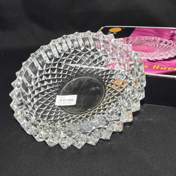 Diamond Cut Crystal Glass Cigarette Ashtray 7.6 Inch Stackable For Easy Storage