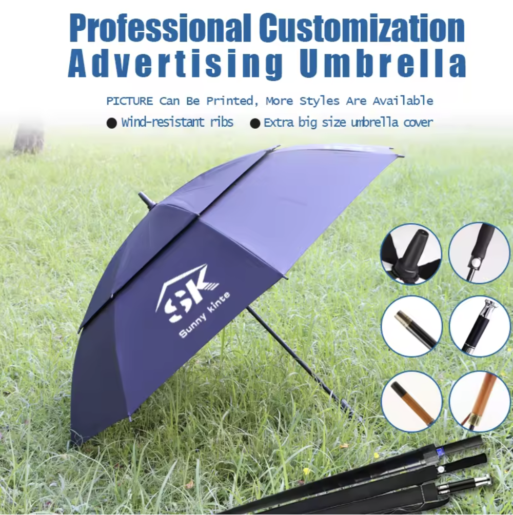 High Durability Black Golf Umbrella Outdoor Auto Open With Double Layer Canopy