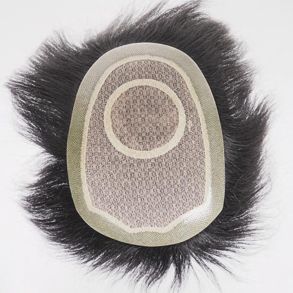 100% Virgin Human Hair Full Lace Toupee For Man With Mono Mesh And Lace Base Material