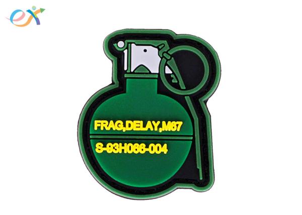 Custom Made PVC Rubber Patch Anti Tank Grenade Logo Hook And Loop Velcro