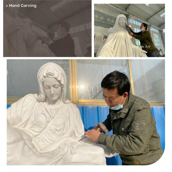 Western Marble Jesus and Mary Statue - Michelangelo's Pieta Reproduction