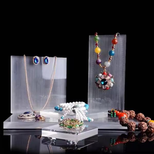 Jeu de bijoux en acrylique brossé Matt Ensemble de collier Boucle d'oreille Ringe Pendentif Bracelet Holder