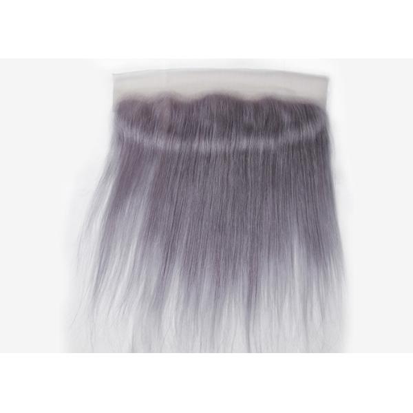 Purple Grey Human Hair Lace Frontal Straight Pre - Plucked Lace No Chemical