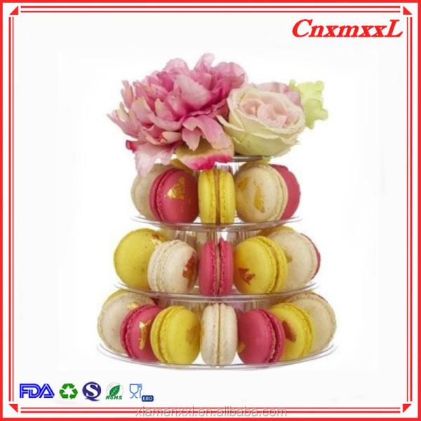 Bel emballage d'affichage de support de tour de macaron de 4 rangées