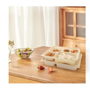 Biodegradable Disposable 1050ML Cornstarch Togo Lunch Box Takeout Plastic