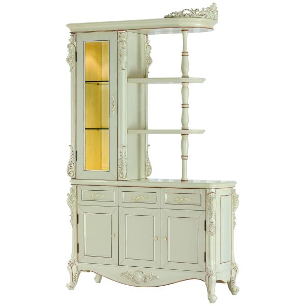 French luxury style wooden divider cabinet，white hand carved partion cabinet