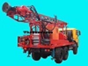 Truck mounted drilling rig with mud pump or air compressor