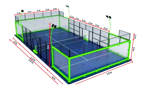 Outdoor 20m X 10m Commercial Padel Tennis Court With All Accessories