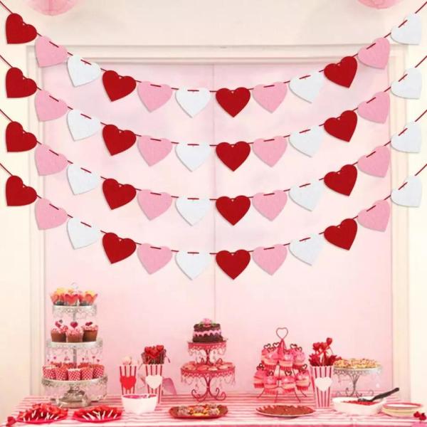 Valentine's Heart Garland Banner String For Anniversary Wedding Birthd Party