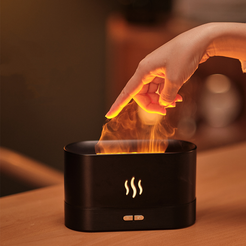Wholesale Customized Ultrasonic 3d Fire Fragrant Air Humidifier Home Essentials Room Yoga Essential Oil  Flame Aroma Diffuser