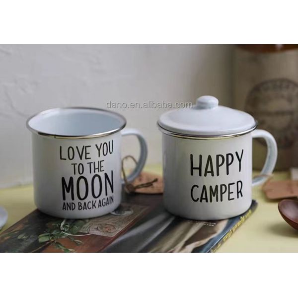 Handmade Enamel Mugs Custom Color Printing Travel Mug Coffee Milk Tea Cup