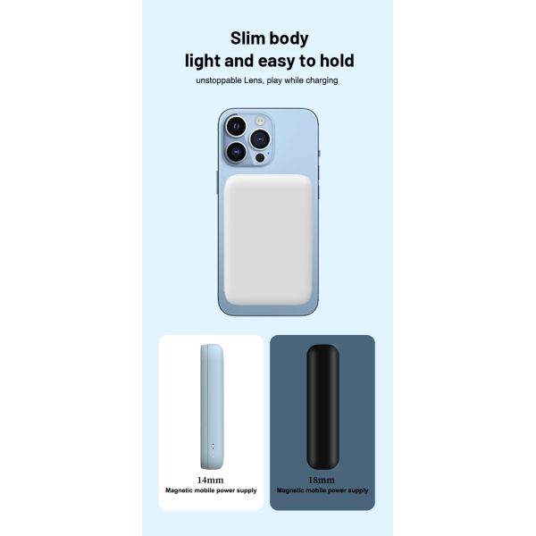 Micro USB Interface Wireless Charging Power Bank Magnetic Utra Thin 5000mAh