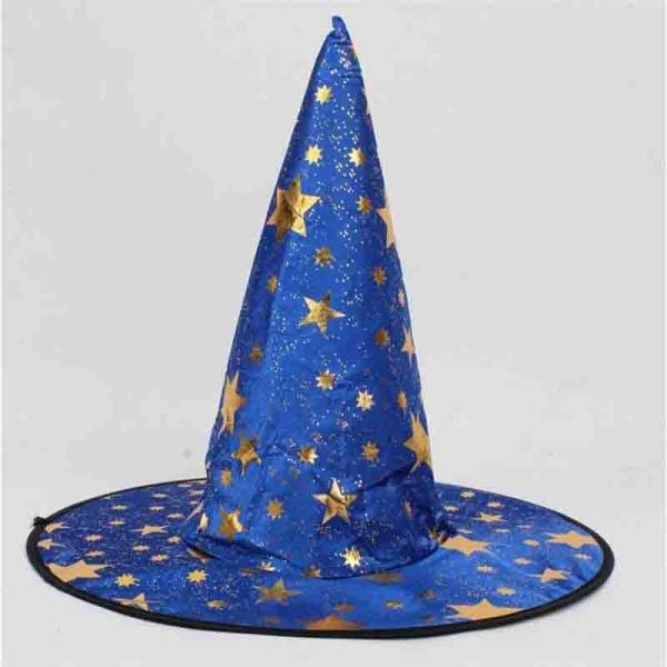 Multi Color Halloween Party Crafts Knitted Fabric Wizard Hat Star Pattern