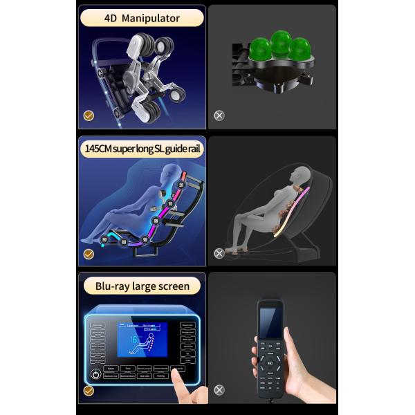 L Track 4D Manipulator Infrared Massage Chair LCD Touch Screen 145cm SL Track