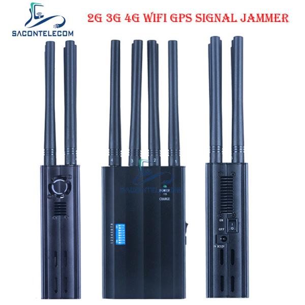 8 Bands Handheld Signal Jammer with 20m Range and Car Charge for 2G 3G 4G GPS WiFi Blocking