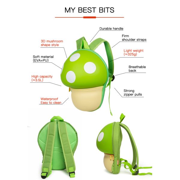 Wholesale Custom Kids School Backpacks Mushroom Design School Bag Children Book Bags