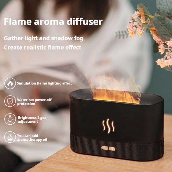 Simulated Flame Aromatherapy Diffuser Home Bedroom Humidifier Essential Oil Atomization Ambient Sleep Light