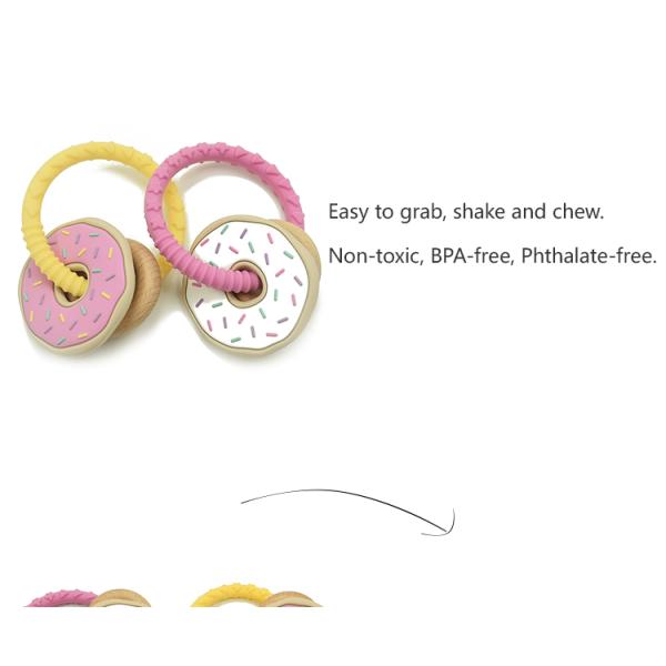 Laser Logo Silicone Wood Teether Infant Baby BPA Free Nursing Bracelet
