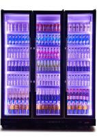 Refrigeradores de vidro pretos verticais da exposição da cerveja da porta com sistema de refrigeração do fã